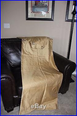 Pottery Barn Dupioni Silk Drapes TWO 50x96 Curtains -Cotton Lining- Wheat Gold