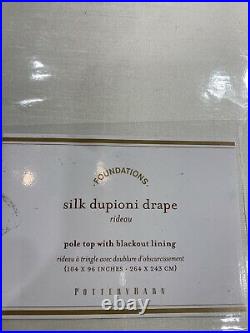Pottery Barn Dupioni Silk Rod Pocket Blackout Curtain, 104w x 96l, Ivory