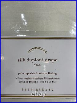 Pottery Barn Dupioni Silk Rod Pocket Blackout Curtain, 50w x 84l, Ivory