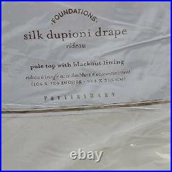 Pottery Barn Dupioni Silk Rod Pocket Curtain 104x96 Ivory with Blackout