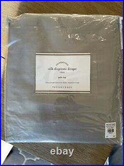 Pottery Barn Dupioni Silk Rod Pocket Curtain Drape 104 x 96 Platinum Gray New