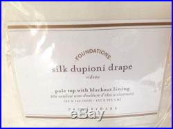 Pottery Barn Dupioni Silk Set Of 2 Pole Top Drapes 50x124 Ivory Blackout Lining