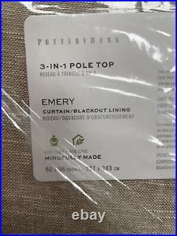 Pottery Barn Emery 3-1 Pole Top Linen Cotton Curtain 50x96 oatmeal Blackout