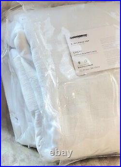 Pottery Barn Emery 3-in-1 Pole Top linen blackout curtain panel White 100x84