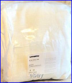 Pottery Barn Emery 3-in-1 Pole Top linen blackout curtain panel White 100x84