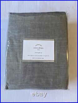 Pottery Barn Emery 3 in 1 pole top Linen Drape Curtain Mineral Blue 100 x 96