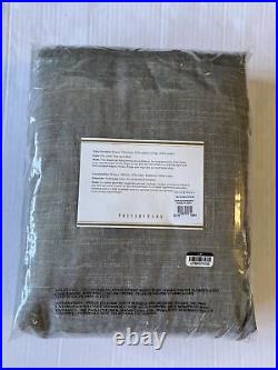 Pottery Barn Emery 3 in 1 pole top Linen Drape Curtain Mineral Blue 100 x 96