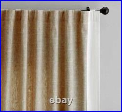 Pottery Barn Emery Border Linen curtain panel 50x96 oatmeal ivory