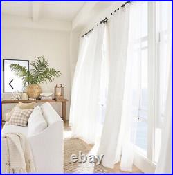 Pottery Barn Emery Drape Set 2 White 50x84L Curtains Cotton Lined Pair New