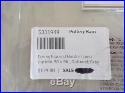 Pottery Barn Emery Framed Border Linen Curtain 50 x 96 Oatmeal Gray #7065
