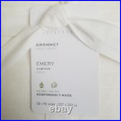 Pottery Barn Emery Linen Antique Bronze Grommet Curtain 50x96 Cotton Lined Ivory