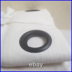 Pottery Barn Emery Linen Antique Bronze Grommet Curtain 50x96 Cotton Lined Ivory