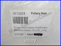 Pottery Barn Emery Linen Blackout Curtain Drape Panel 50 x 96 Ivory S/ 2 H113