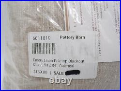Pottery Barn Emery Linen Blackout Curtain Drape Panel Oatmeal 50 x 84 #Q39