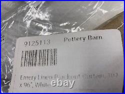 Pottery Barn Emery Linen Blackout Curtain Panel Drape White 100 x 96 #Q136