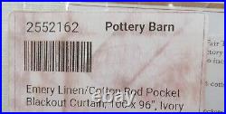 Pottery Barn Emery Linen Blackout Drape Panel Curtain Ivory 100x 96 #4671F