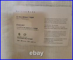 Pottery Barn Emery Linen/Cotton (2) WHITE Curtain Drapes 100x96 BLACKOUT Lined