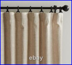 Pottery Barn Emery Linen Cotton Curtain Drape Oatmeal 100 x 96 2 Panels