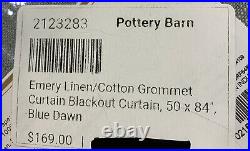 Pottery Barn Emery Linen/Cotton Grommet Blackout Curtain 50w x 84l, Blue Dawn