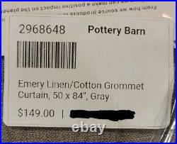 Pottery Barn Emery Linen/Cotton Grommet Curtain, 50 x 84, Gray Color
