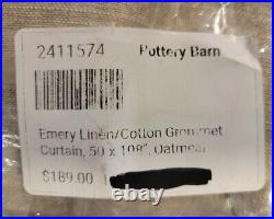 Pottery Barn Emery Linen/Cotton Grommet Curtain, 50w x 108l, Oatmeal