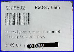 Pottery Barn Emery Linen/Cotton Grommet Curtain Curtain, 50w x 96l, Gray