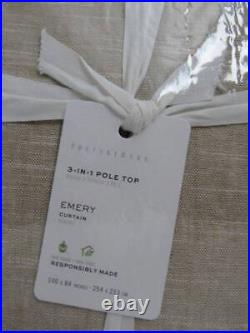 Pottery Barn Emery Linen Cotton Lined Curtain, 100 x 84 Oatmeal Color New