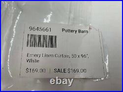 Pottery Barn Emery Linen Cotton Lined Curtain Drape Panel White 50x96 #R7