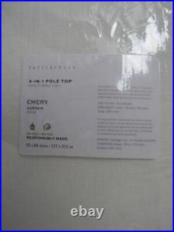 Pottery Barn Emery Linen Cotton Lined Curtain, Rod Pocket 50 x 84 White NWT