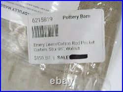 Pottery Barn Emery Linen Cotton Lined Drape Curtain Panel Walnut 50x96 #104X
