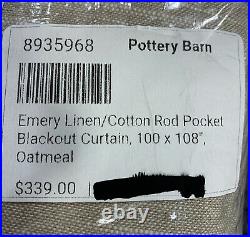 Pottery Barn Emery Linen/Cotton Rod Pocket Blackout Curtain, 100 x 108, Oatmeal