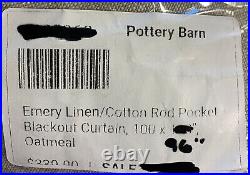 Pottery Barn Emery Linen/Cotton Rod Pocket Blackout Curtain, 100 x 96, Oatmeal