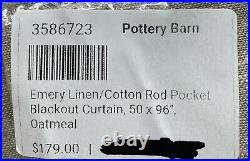 Pottery Barn Emery Linen/Cotton Rod Pocket Blackout Curtain 50 x 96, Oatmeal