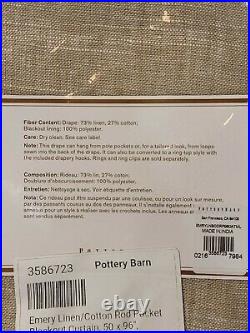 Pottery Barn Emery Linen/Cotton Rod Pocket Blackout Curtain 50 x 96, Oatmeal
