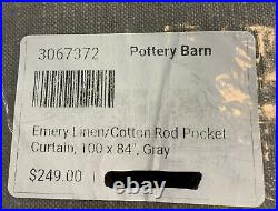 Pottery Barn Emery Linen/Cotton Rod Pocket Curtain, 100 x 84, Gray, FREE SHIP