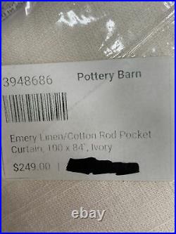 Pottery Barn Emery Linen/Cotton Rod Pocket Curtain, 100 x 84, Ivory, Free Ship