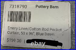 Pottery Barn Emery Linen/Cotton Rod Pocket Curtain, 50 x 96, Blue Dawn Color