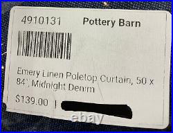 Pottery Barn Emery Linen/Cotton Rod Pocket Curtain, 50w x 84l, Midnight Denim