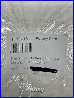 Pottery Barn Emery Linen/Cotton Rod Pocket Curtain, 50x108, White, Free Shipping