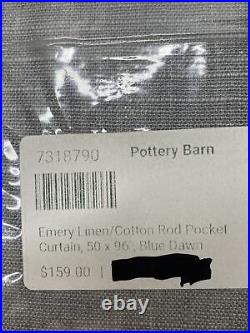 Pottery Barn Emery Linen Cotton Rod Pocket Curtain, Set of 2, Blue Dawn, 50x96