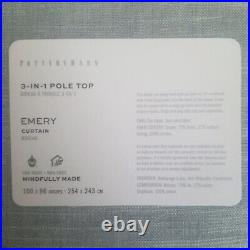 Pottery Barn Emery Linen Curtain 100x96 Cotton Lining Mineral Blue
