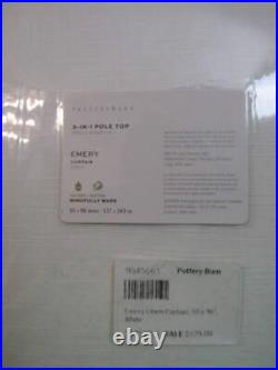 Pottery Barn Emery Linen Curtain, Cotton Lined 50 x 96, White New