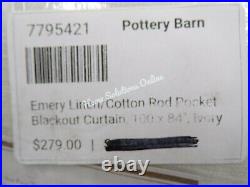 Pottery Barn Emery Linen Drape Panel Curtain Blackout Lined 100x 84 Ivory #3628