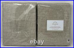 Pottery Barn Emery Linen Grommet BLACKOUT Drape Curtain (2) 50 x 96 Oatmeal