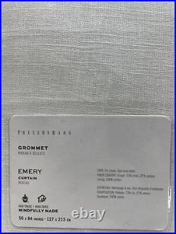 Pottery Barn Emery Linen Grommet Curtain, 50 x 84, White, Free Shipping