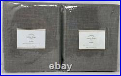 Pottery Barn Emery Linen Grommet Poletop Drape Curtain (2) 50 x 84 Gray