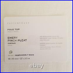 Pottery Barn Emery Linen Pinch Pleat Curtain 50x96 Cotton Lining White