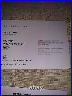 Pottery Barn Emery Linen Pinch Pleat Pole Top Curtain parchment 50 x 84 open box