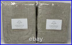 Pottery Barn Emery Linen Poletop BLACKOUT Drape Curtain (2) 50 x 96 Oatmeal