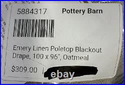 Pottery Barn Emery Linen Poletop Blackout Curtain, 100 x 96, Oatmeal